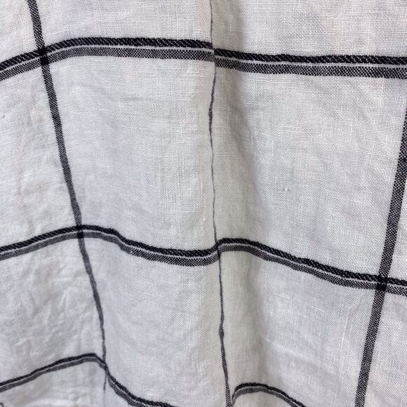 FLAX 100% Linen White Tunic Tank Top Key Hole Button Front Plaid Size Small - Picture 4 of 9